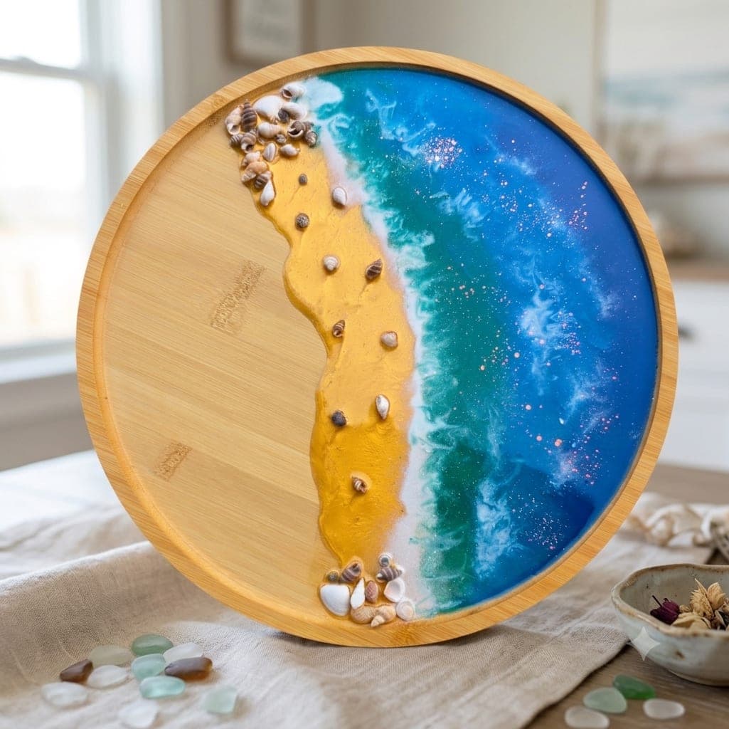 Golden Shoreline Resin Wave Tray