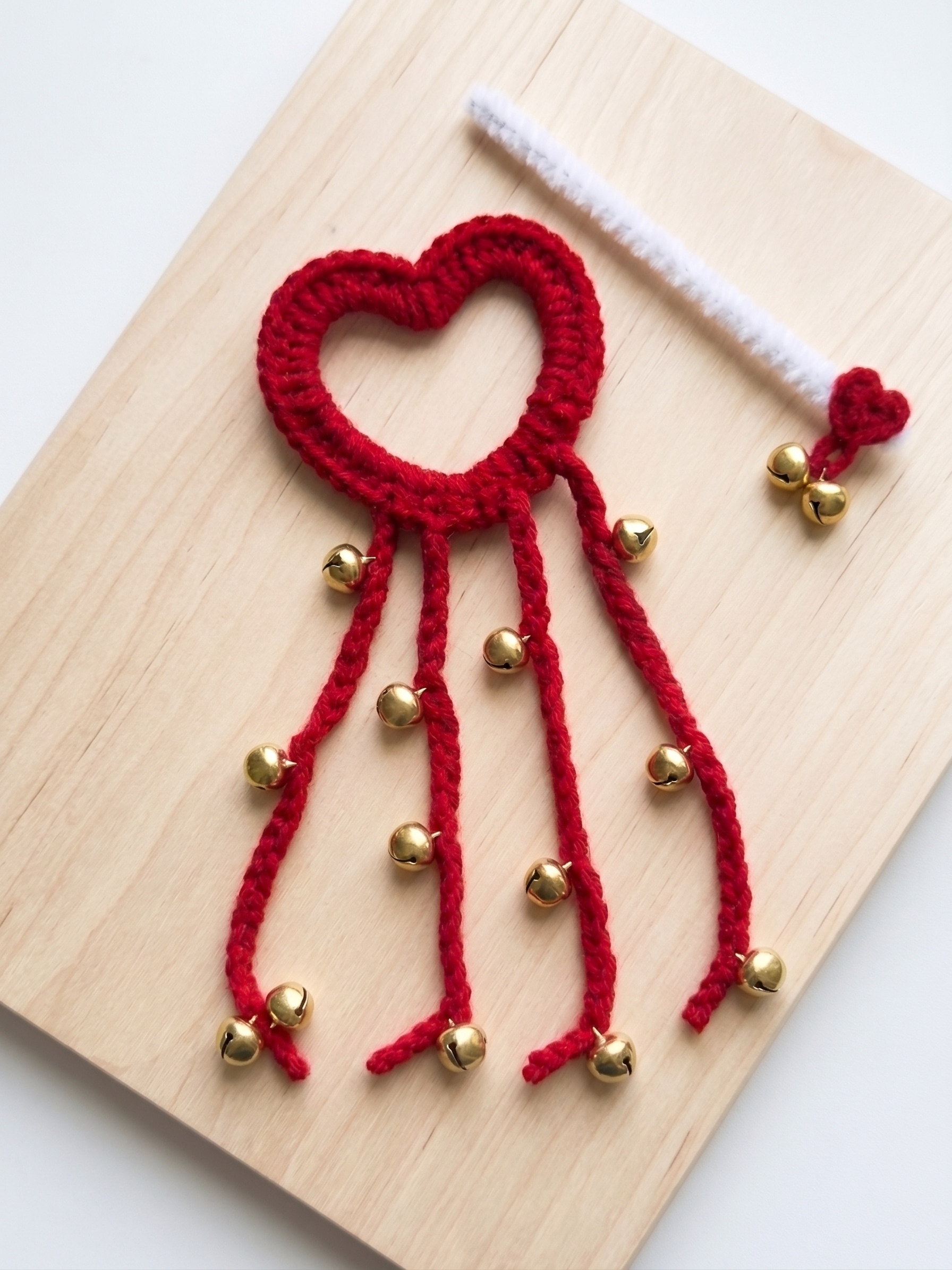 Crimson Bell Heart Hair Gajra — handcrafted botanical detail view 1 by Tiny Charm Studio