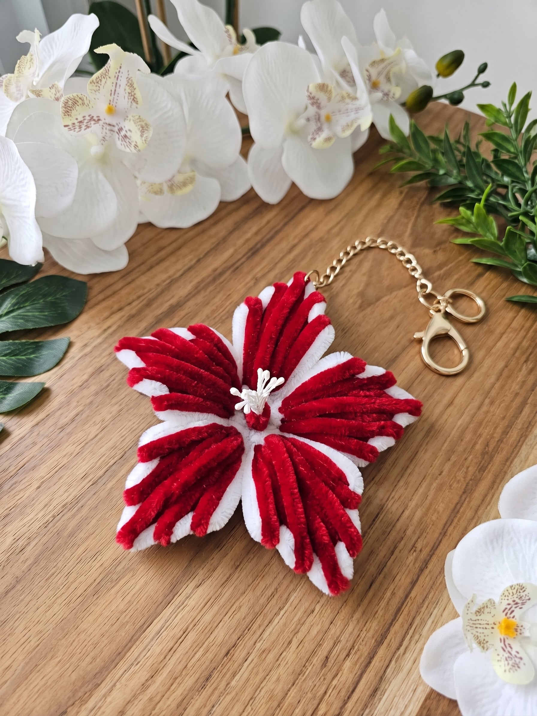 Crimson Hibiscus Keychain