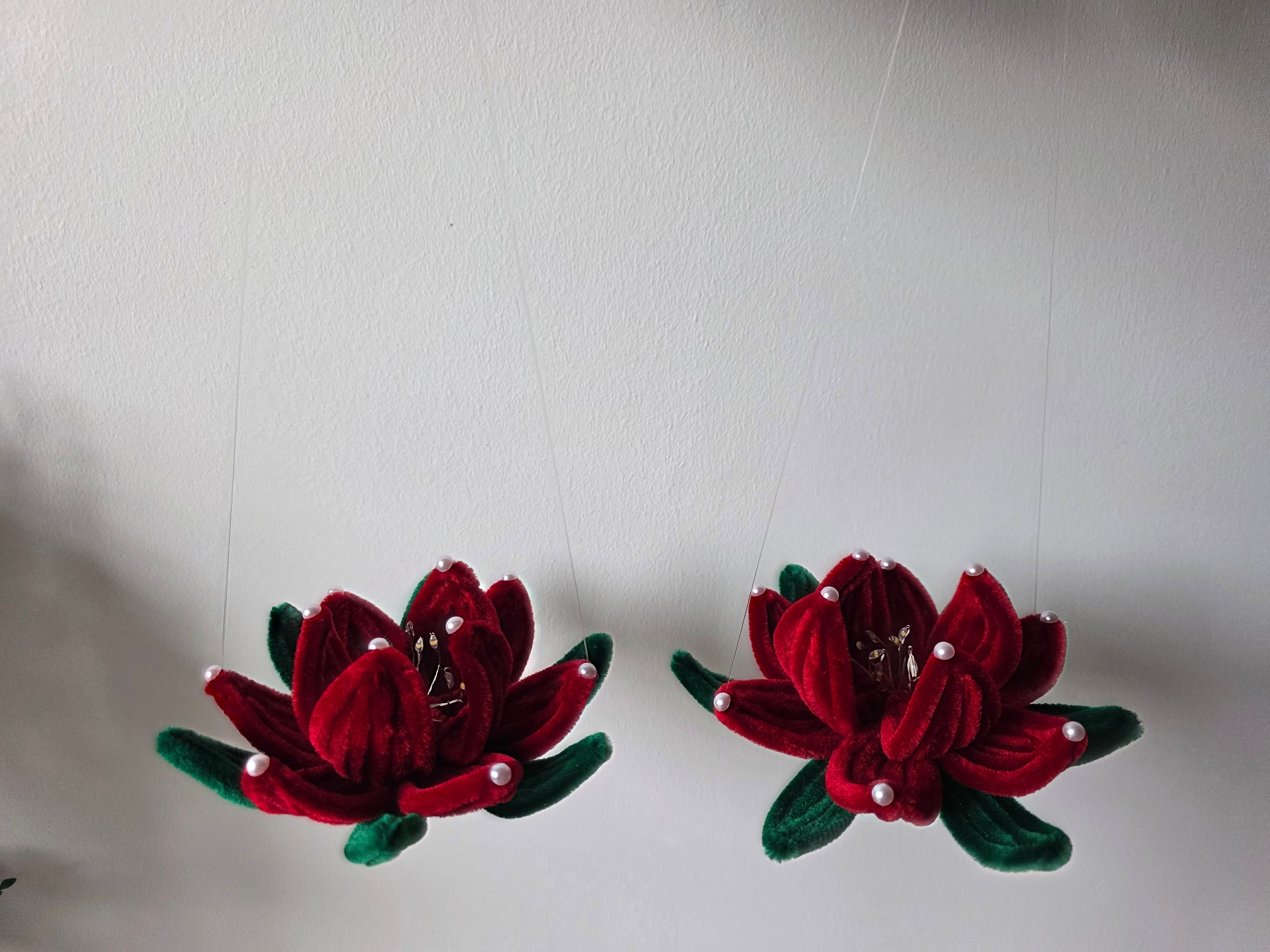 Radiant Lotus Diya Set โ Handcrafted velvet lotus tealight candle holders and diyas in sets of 2 or 4. (detail angle)